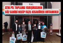 ATIK PİL TOPLAMA YARIŞMASININ SÖZ SAHİBİ NECİP FAZIL KISAKÜREK ORTAOKULU