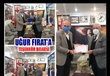 UĞUR FIRAT’A TEŞEKKÜR BELGESİ