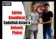 Eğitim Gönüllüsü Sadullah Aslan’a Anlamlı Plaket