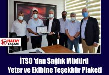 İTSO ‘dan Sağlık Müdürü Yeter ve Ekibine Teşekkür Plaketi