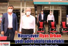 Hayırsever İlyas Orhan yedi adet akülü tekerlekli sandalye bağışladı
