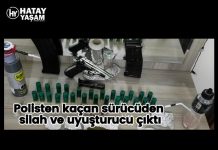 Polisten kaçan sürücüden silah ve uyuşturucu çıktı