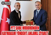 PTT ŞUBE MÜDÜRÜNDEN KAYMAKAM YÖNDEN’E ANLAMLI ZİYARET