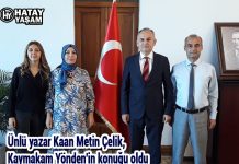 Ünlü yazar Kaan Metin Çelik, Kaymakam Yönden’in konuğu oldu