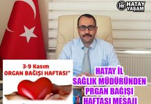 HATAY İL SAĞLIK MÜDÜRÜNDEN PRGAN BAĞIŞI HAFTASI MESAJI