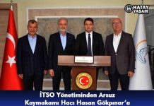 İTSO Yönetiminden Arsuz Kaymakamı Hacı Hasan Gökpınar’a Hayırlı Olsun Ziyareti