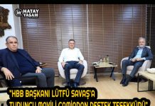 “HBB BAŞKANI LÜTFÜ SAVAŞ’A TURUNCU MAVİLİ CAMİADAN DESTEK TEŞEKKÜRÜ”