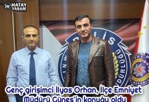 Genç girişimci İlyas Orhan, İlçe Emniyet Müdürü Güneş’in konuğu oldu