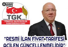 “RESMİ İLAN FİYAT TARİFESİ ACİLEN GÜNCELLENMELİDİR”