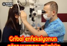 Gribal enfeksiyonun göze vurması mümkün