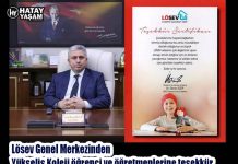 Lösev Genel Merkezinden Yükseliş Koleji öğrenci ve öğretmenlerine teşekkür