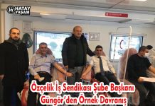 Özçelik İş Sendikası Şube Başkanı Güngör’den Örnek Davranış