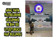 ARAÇ HAVA FİLTRELERİNE GİZLENMİŞ 98 BİN 185 UYUŞTURUCU HAP BULUNDU