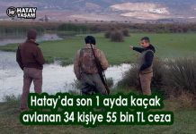 Hatay’da son 1 ayda kaçak avlanan 34 kişiye 55 bin TL ceza