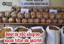 Belen’de 450 kilogram kaçak tütün ele geçirildi