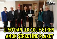İTSO’DAN İLK 100’E GİREN AMON ŞİRKETİNE PLAKET