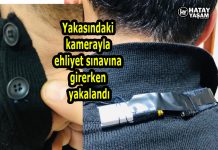 Yakasındaki kamerayla ehliyet sınavına girerken yakalandı