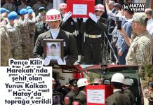 Pençe Kilit Harekatı’nda şehit olan Yunus Kalkan Hatay’da toprağa verildi
