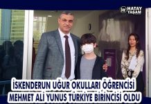 İSKENDERUN UĞUR OKULLARI ÖĞRENCİSİ MEHMET ALİ YUNUS TÜRKİYE BİRİNCİSİ OLDU