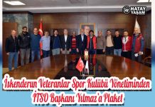 İskenderun Veteranlar Spor Kulübü Yönetiminden İTSO Başkanı Yılmaz’a Plaket