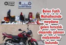 Belen Fatih Mahallesinde meydana gelen hırsızlık olayında çalınan malzemeler bulundu