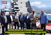Karadeniz Marmara Ege ve Akdenizi yelkenle geçerek İskenderun körfezine ulaşan iki kardeş Türkiye rekoru kırdılar