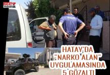Hatay’da “Narko Alan” uygulamasında 5 gözaltı