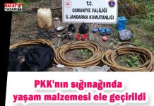 PKK’nın sığınağında yaşam malzemesi ele geçirildi