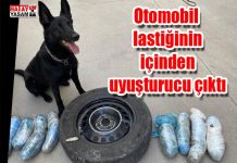 Otomobil lastiğinin içinden uyuşturucu çıktı