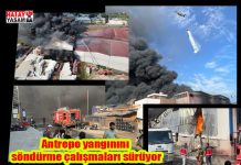 Antrepo yangınını söndürme çalışmaları sürüyor