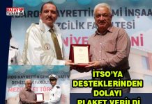 İTSO’ya Desteklerinden Dolayı Plaket Verildi