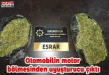 Otomobilin motor bölmesinden uyuşturucu çıktı