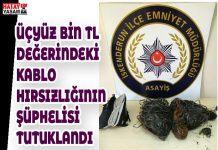 ÜÇYÜZ BİN TL DEĞERİNDEKİ KABLO HIRSIZLIĞININ ŞÜPHELİSİ TUTUKLANDI