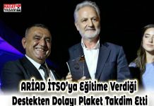 ARİAD İTSO’ya Eğitime Verdiği Destekten Dolayı Plaket Takdim Etti