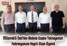 Milletvekili Özel’den Akdeniz Eczane Teknisyenleri Federasyonuna Hayırlı Olsun Ziyareti