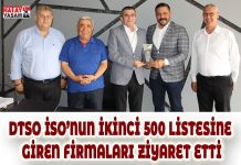 DTSO İSO’NUN İKİNCİ 500 LİSTESİNE GİREN FİRMALARI ZİYARET ETTİ