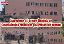 İskenderun Ali Tekten İlkokulu ve Ortaokulu’nda modernize çalışmaları hız kazandı