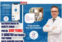 GASTROENTEROLOJİ VE DAHİLİYE UZMANI PROF.DR. ŞERİF YILMAZ, 17 AĞUSTOS’TAN İTİBAREN YENİ YERİNDE HASTA KABULÜNE BAŞLIYOR!