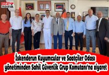 İskenderun Kuyumcular ve Saatçiler Odası yönetiminden Sahil Güvenlik Grup Komutanı’na ziyaret