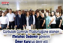 Gürbulak Gümrük Müdürlüğüne atanan Melahat Özdemir görevini Ömer Kuru’ya devir etti