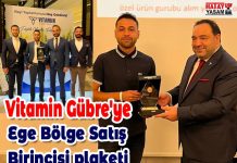 Vitamin Gübre’ye Ege Bölge Satış Birincisi plaketi