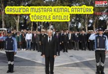 ARSUZ’DA MUSTAFA KEMAL ATATÜRK TÖRENLE ANILDI