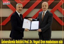 Üniversitemiz Rektörü Prof. Dr. Veysel Eren mazbatasını aldı