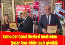 Kamu-Der Genel Merkezi tarafından Yaşar Araç ödüle layık görüldü