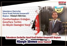 İskenderun Denizciler Esnaf Kredi Kefalet Kooperatifi Başkanı Hüseyin Sönmez Güven Tazeledi