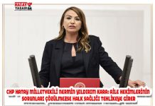 CHP HATAY MİLLETVEKİLİ NERMİN YILDIRIM KARA: AİLE HEKİMLERİNİN SORUNLARI ÇÖZÜLMEZSE HALK SAĞLIĞI TEHLİKEYE GİRER