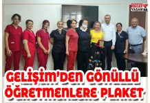 GELİŞİM’DEN GÖNÜLLÜ ÖĞRETMENLERE PLAKET