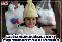 ELLERİYLE ÖRDÜKLERİ BİNLERCE BERE VE ATKIYI DEPREMZEDE ÇOCUKLARA GÖNDERDİLER