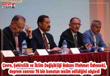 Çevre, Şehircilik ve İklim Değişikliği Bakanı Mehmet Özhaseki, deprem sonrası 76 bin konutun teslim edildiğini söyledi